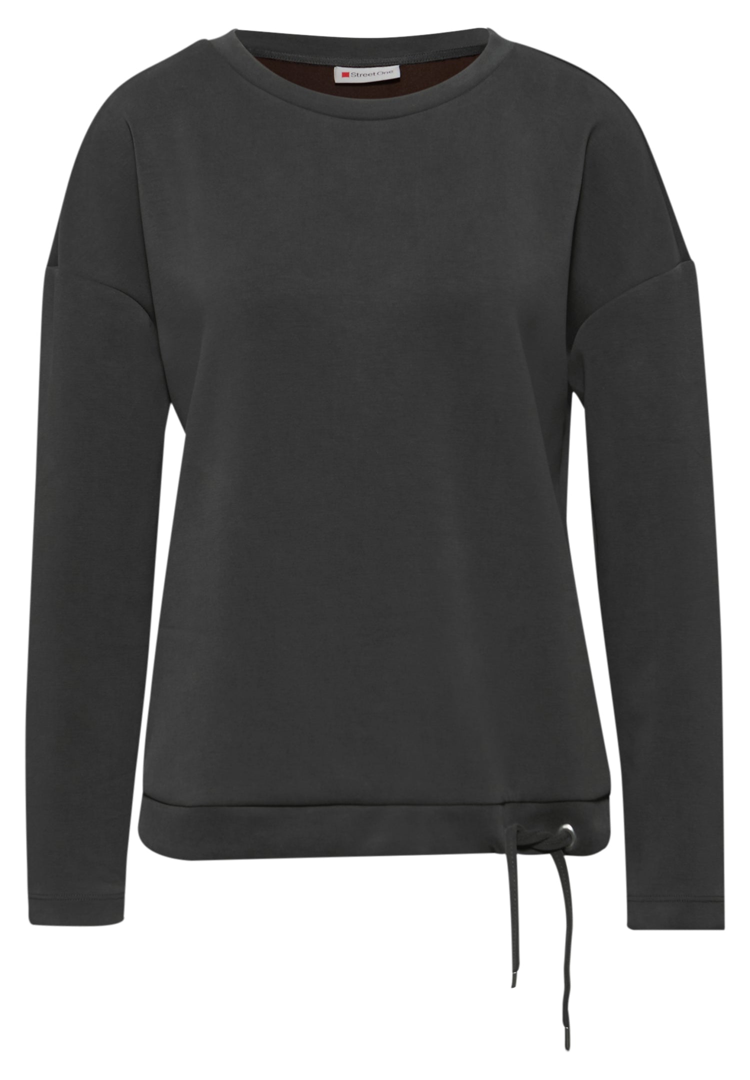Street One Damen Langarmshirt Silk-Look Scuba Tunnelzug