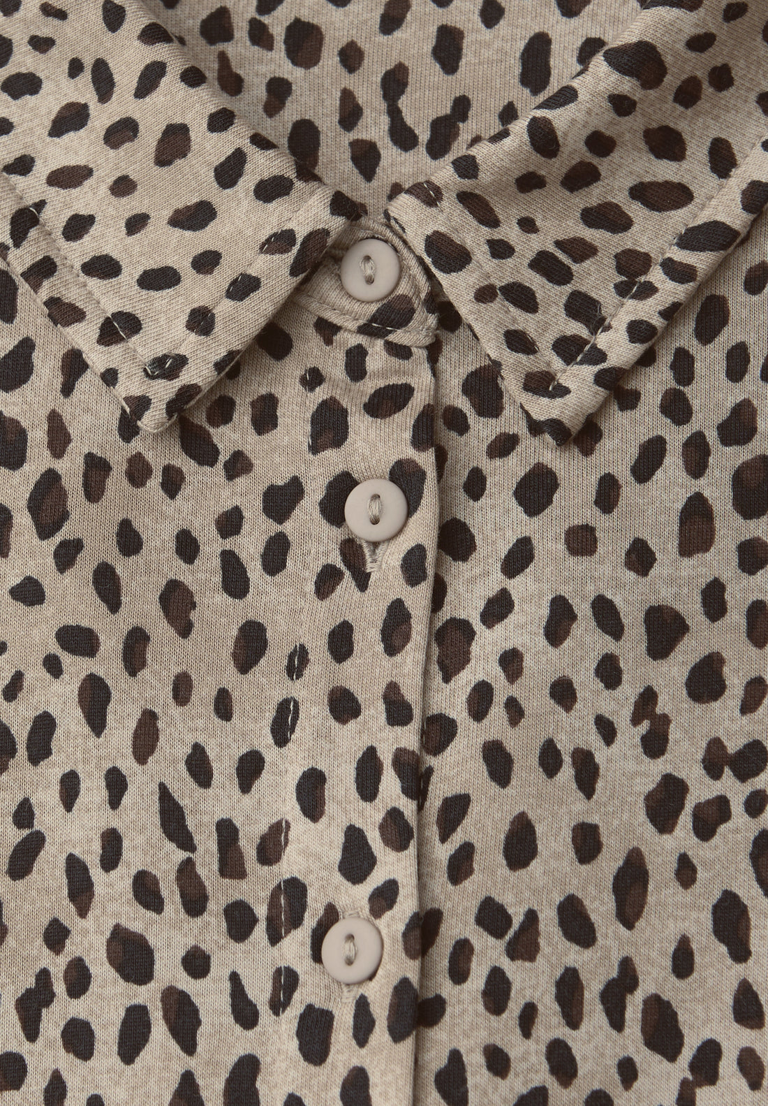 Street One Damen Tunika-Shirt Hemdkragen Leo-Print Modal Baumwolle