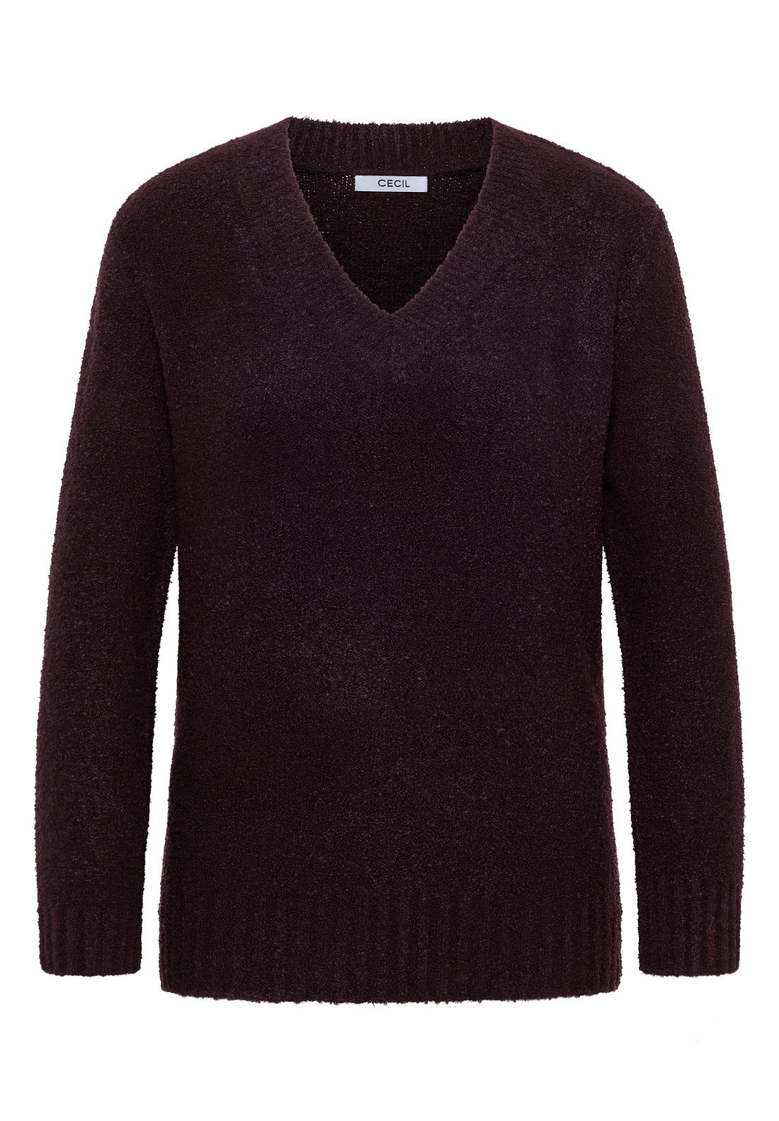 CECIL Damen Pullover Bouclé V-Ausschnitt Langarm