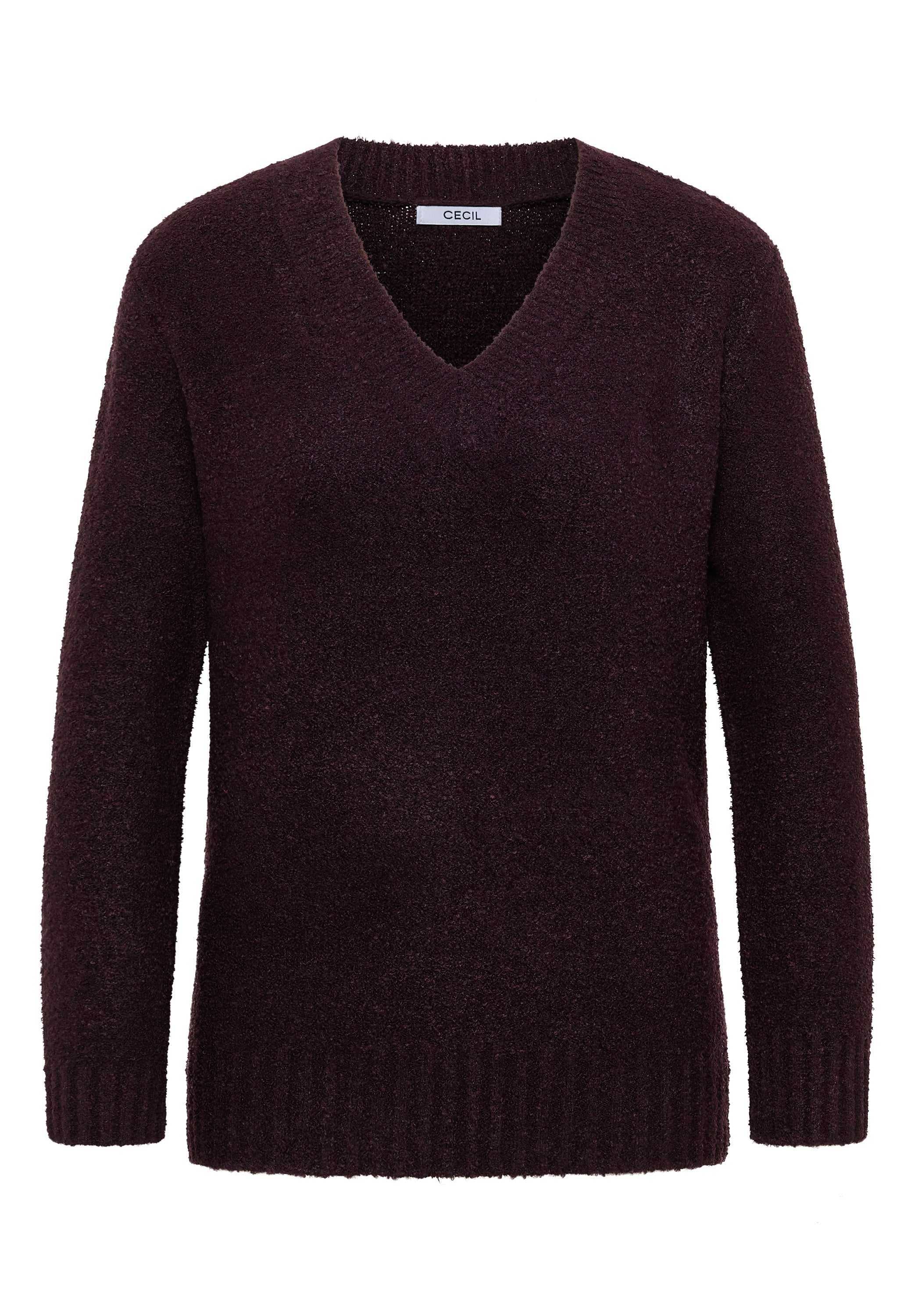 CECIL Damen Pullover Bouclé V-Ausschnitt Langarm