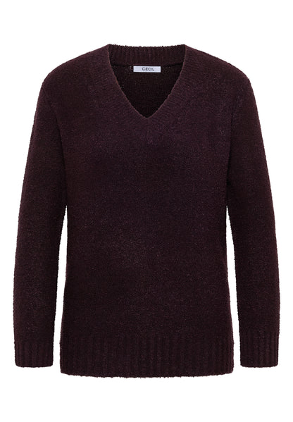 CECIL Damen Pullover Bouclé V-Ausschnitt Langarm