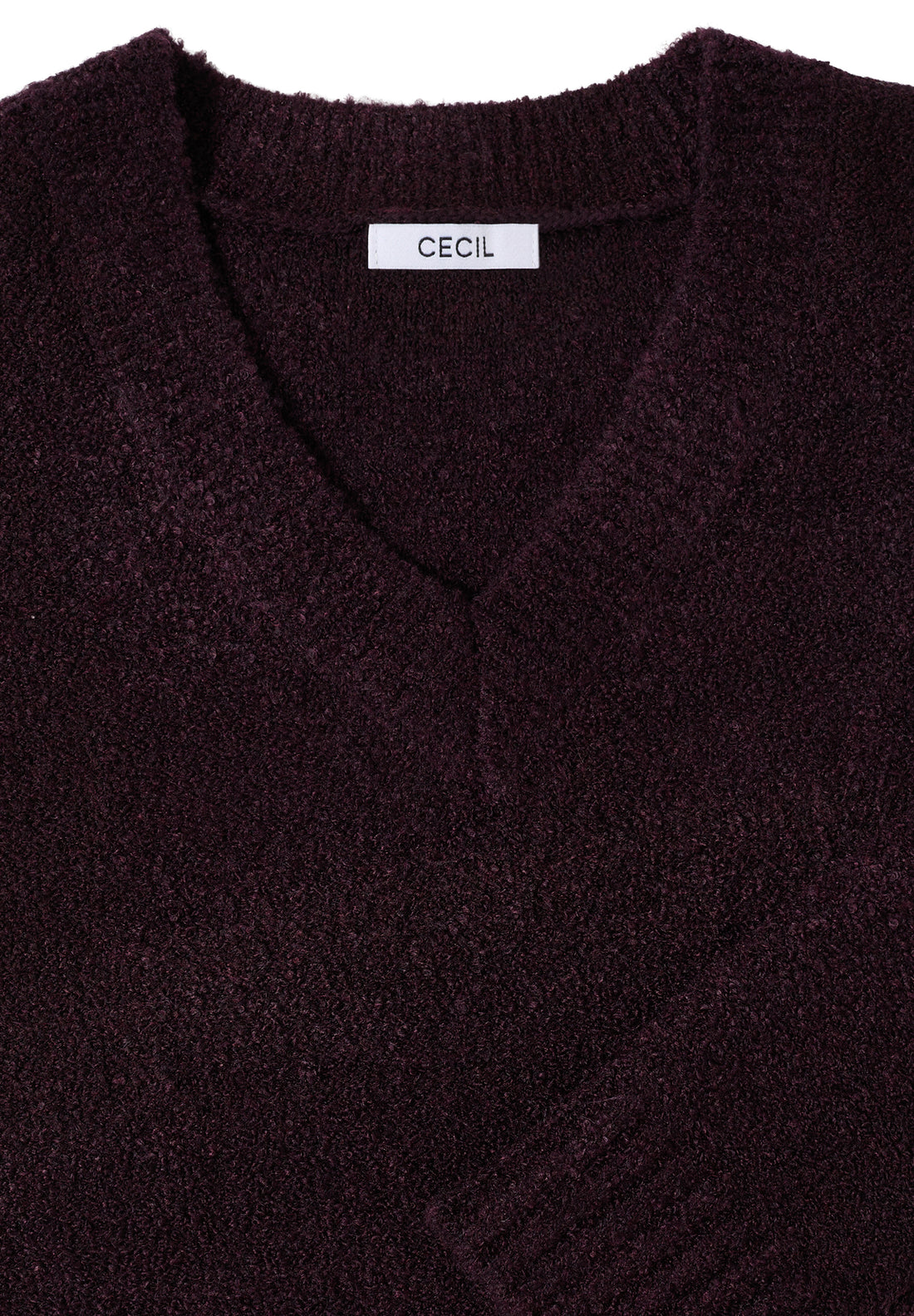 CECIL Damen Pullover Bouclé V-Ausschnitt Langarm