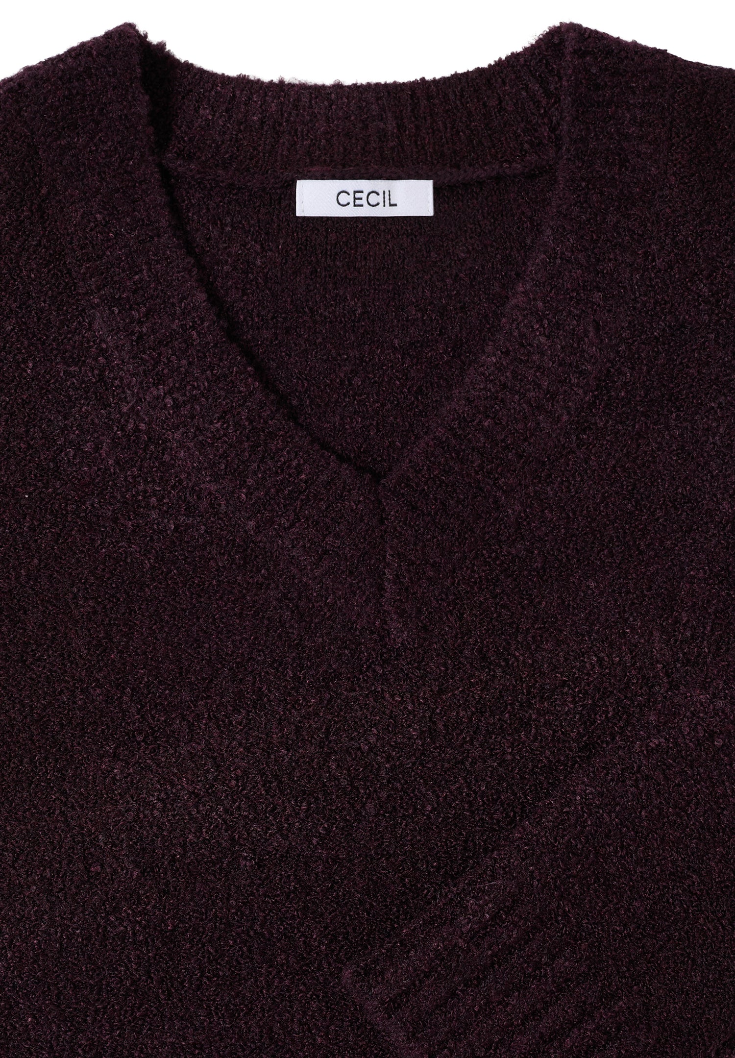 CECIL Damen Pullover Bouclé V-Ausschnitt Langarm