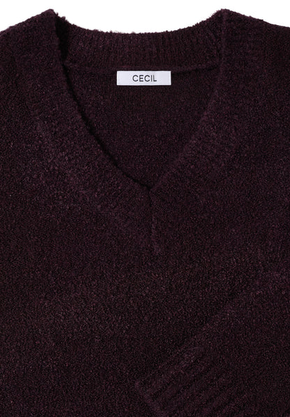 CECIL Damen Pullover Bouclé V-Ausschnitt Langarm