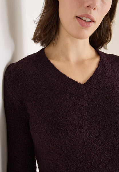 CECIL Damen Pullover Bouclé V-Ausschnitt Langarm