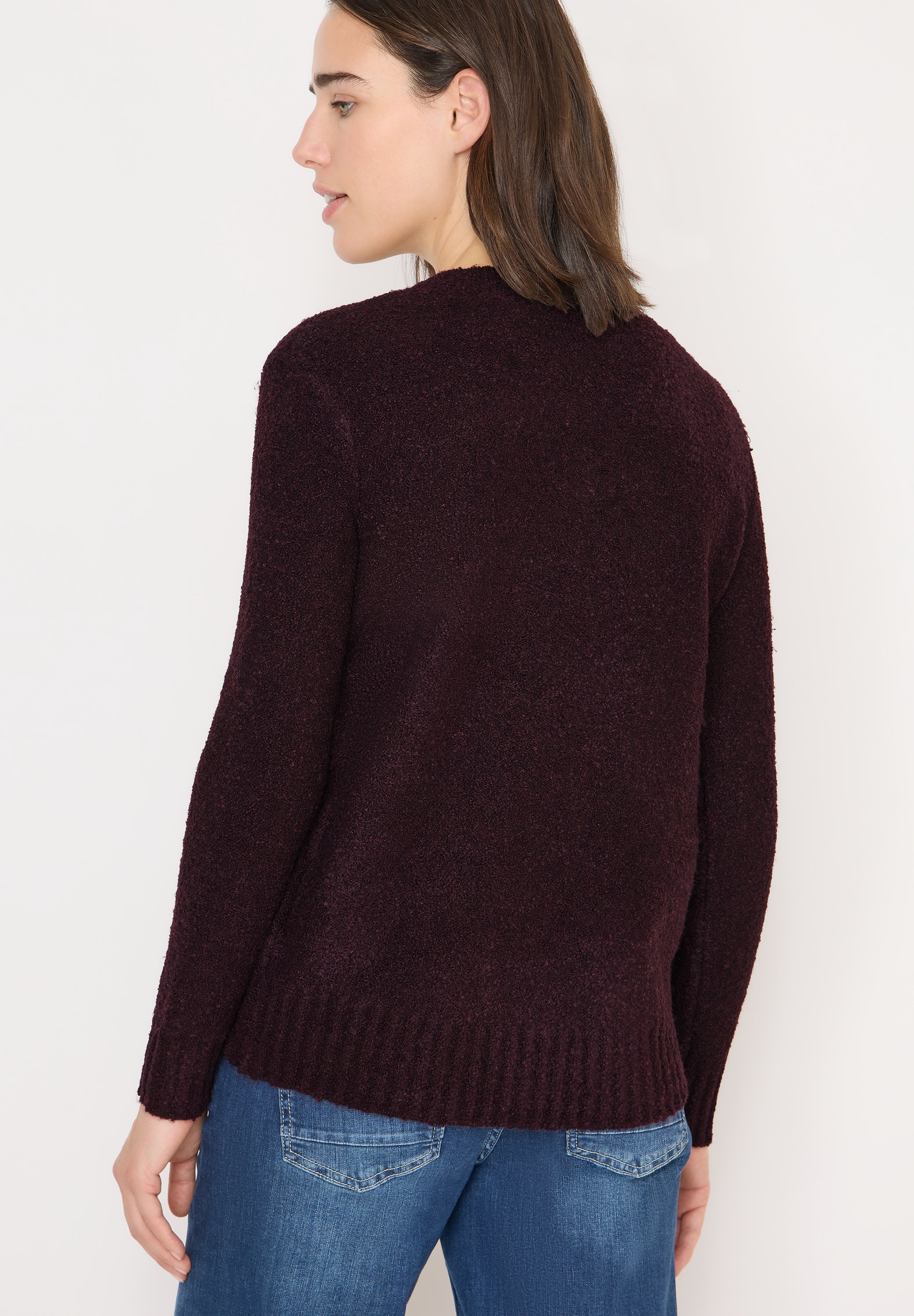 CECIL Damen Pullover Bouclé V-Ausschnitt Langarm