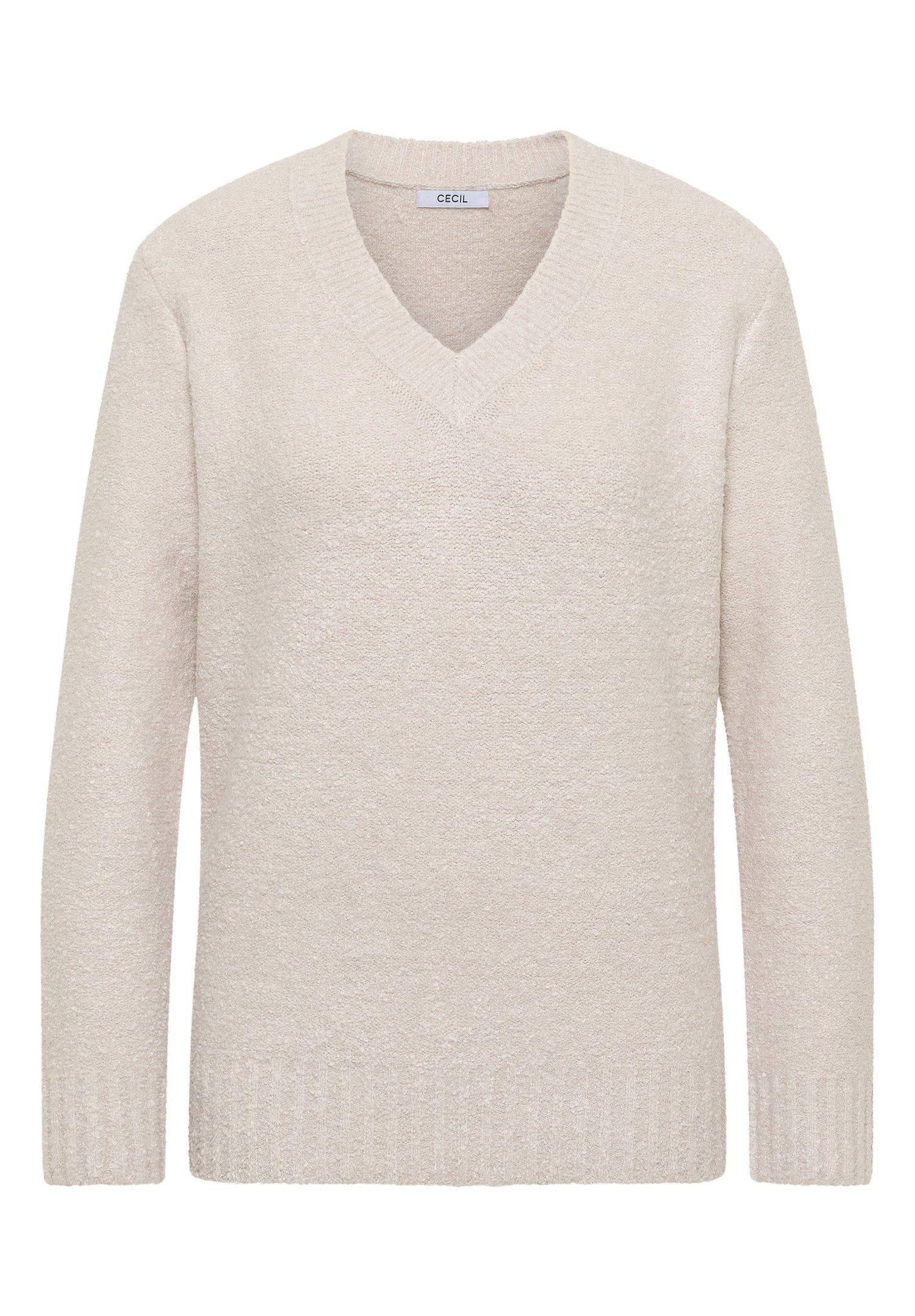 CECIL Damen Pullover Bouclé V-Ausschnitt Langarm