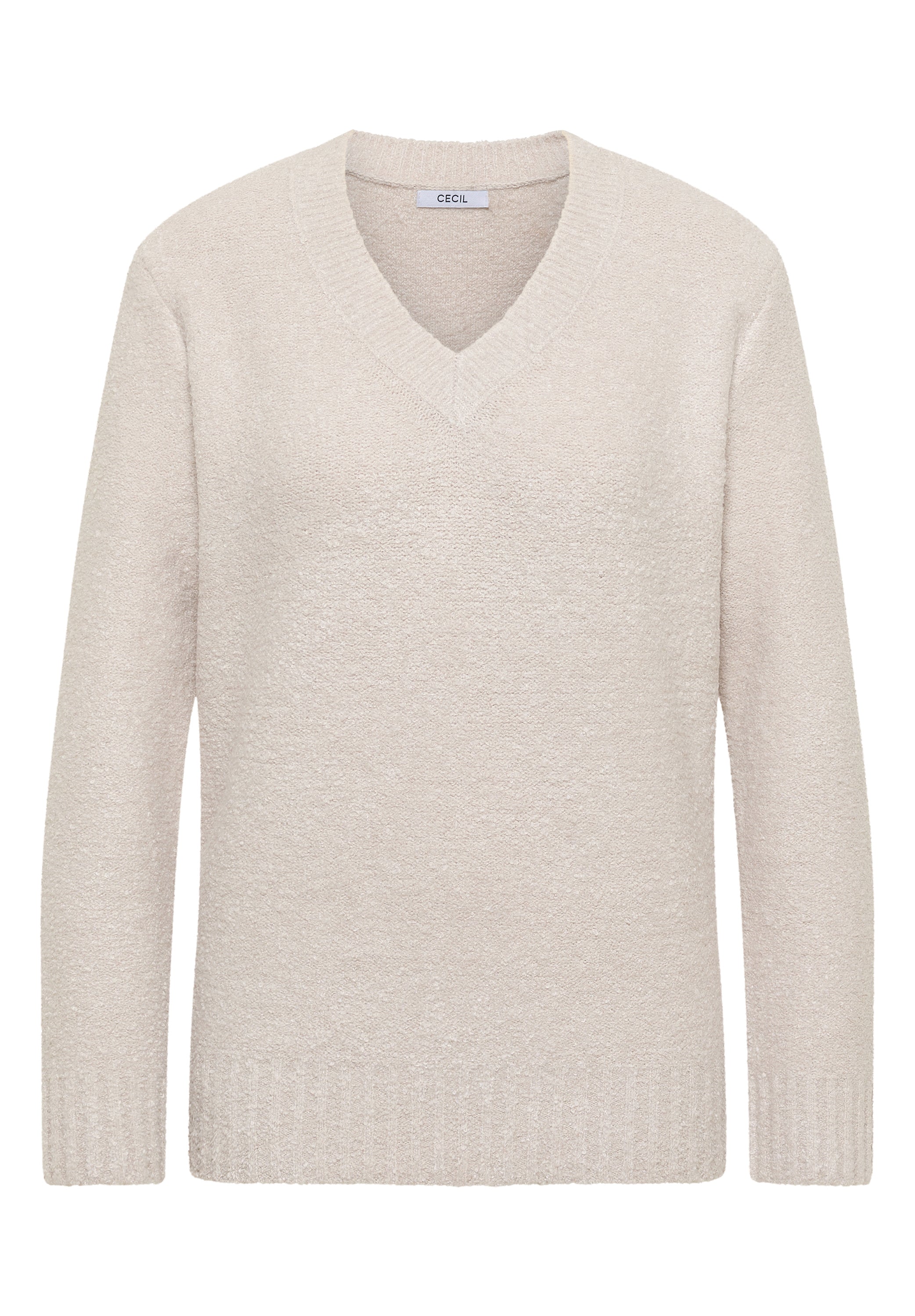CECIL Damen Pullover Bouclé V-Ausschnitt Langarm