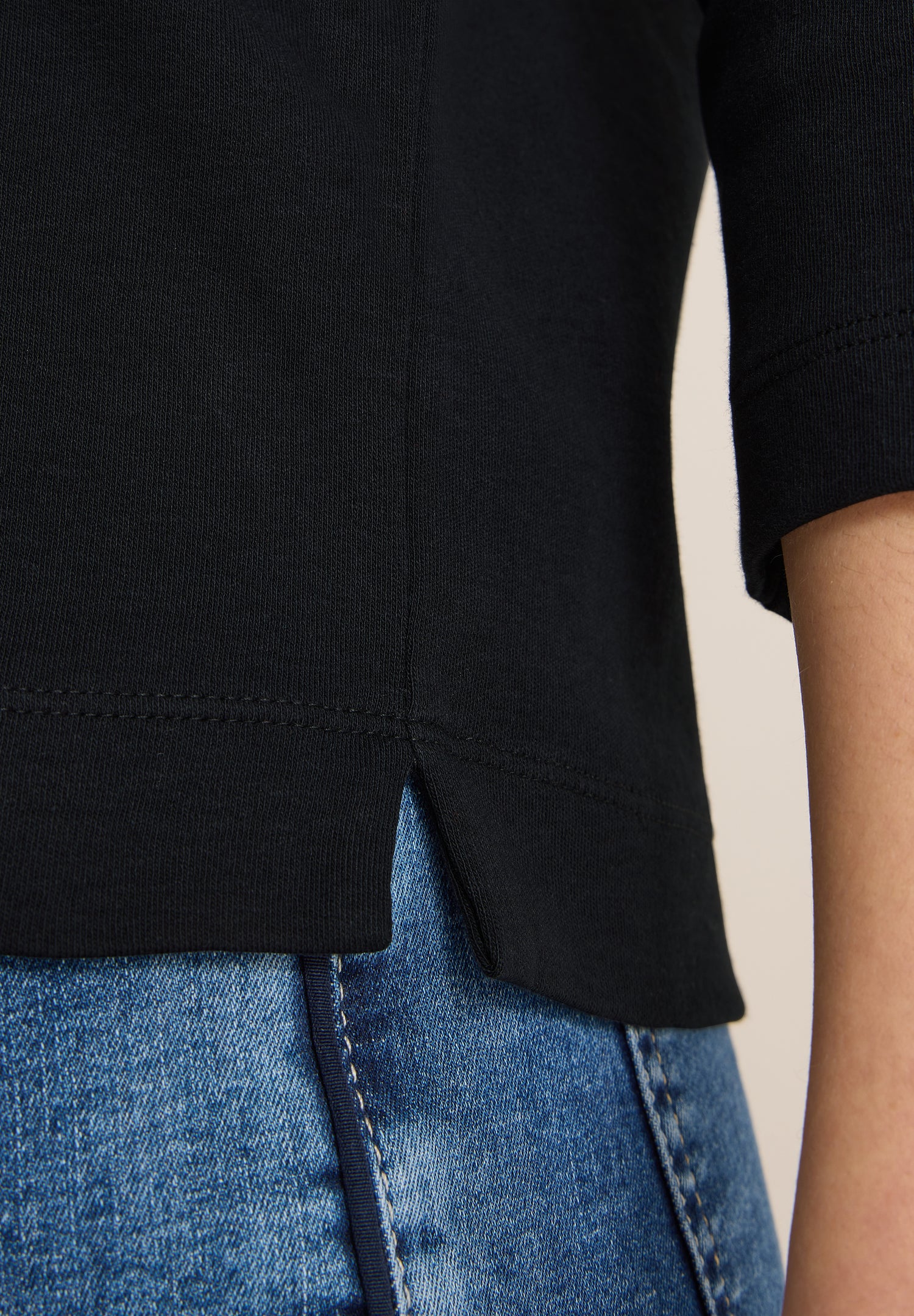 CECIL Damen Shirt U-Boot-Ausschnitt Baumwolle Seitliche Schlitze