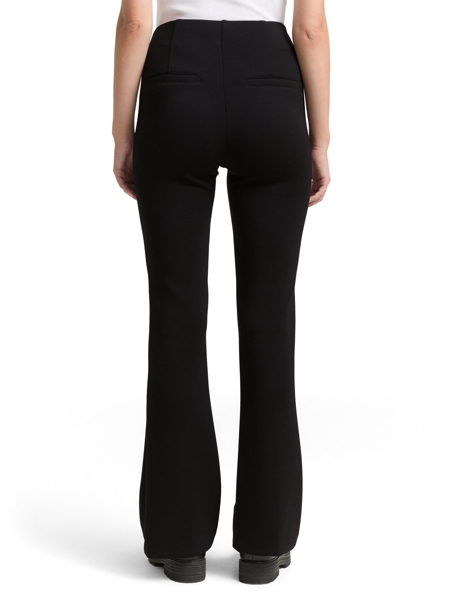 Schlaghose Damen Elastischer Bund Ziernaht Scuba-Stoff