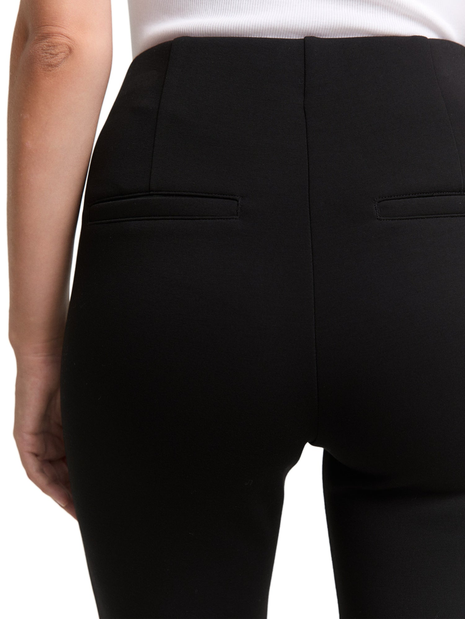 Schlaghose Damen Elastischer Bund Ziernaht Scuba-Stoff