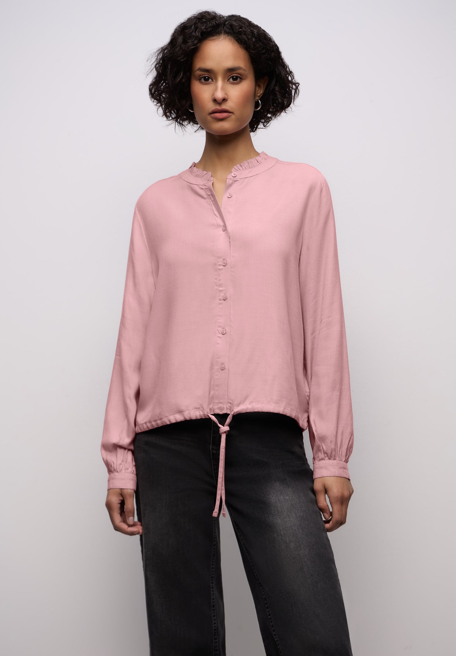 Street One Damen Bluse Rüschendetails Tunnelzug Langarm Viskose