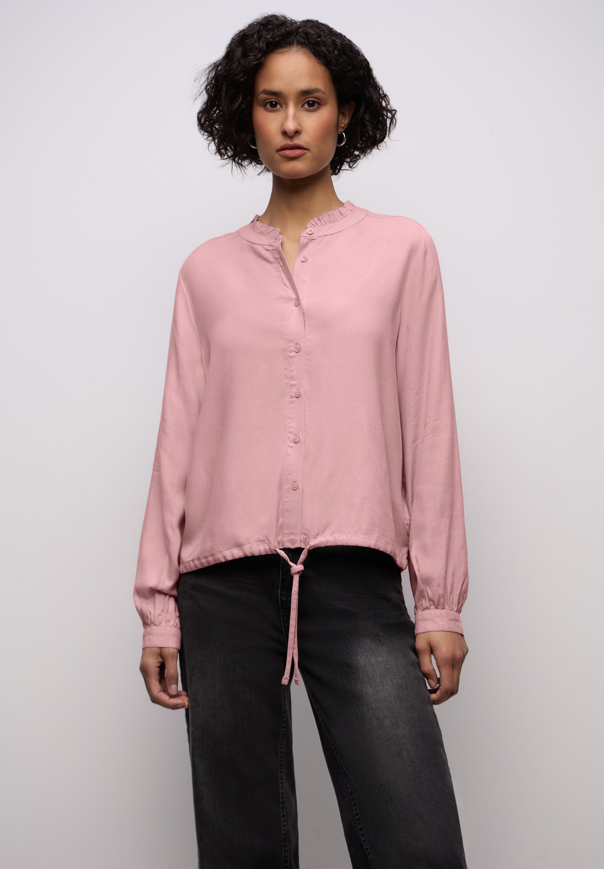 Street One Damen Bluse Rüschendetails Tunnelzug Langarm Viskose