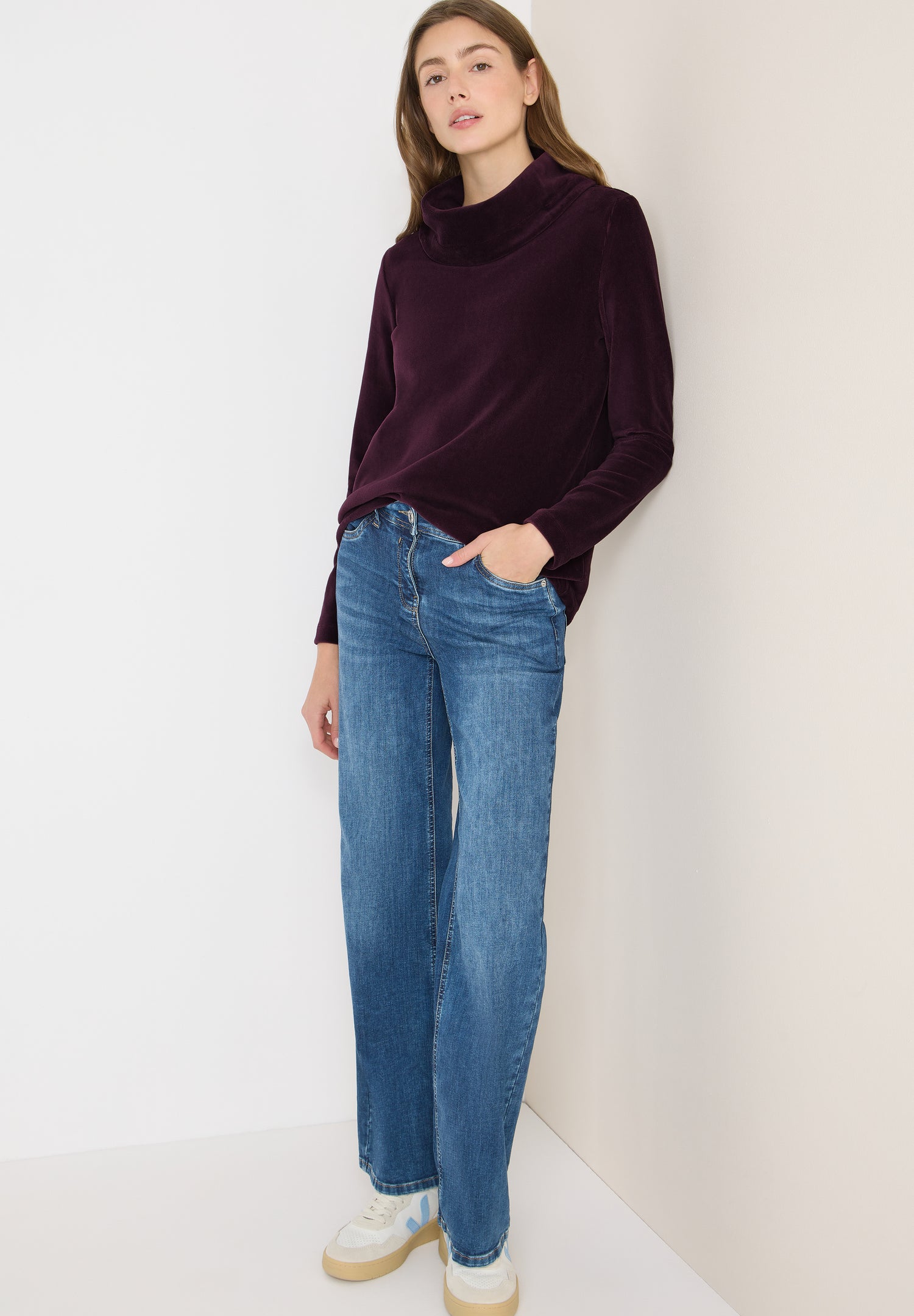 CECIL Damen Cord Shirt Langarm Elastischer Saum