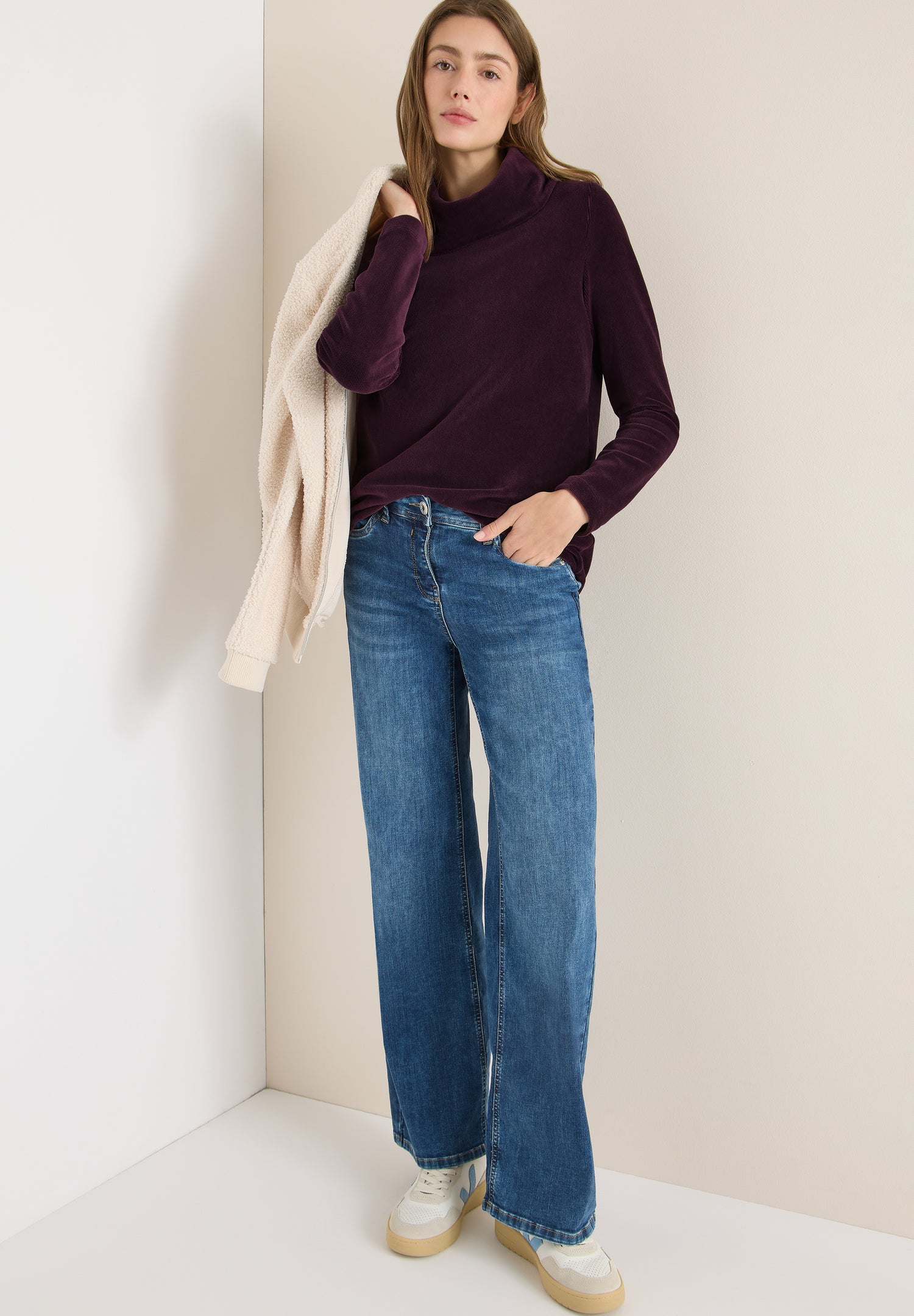 CECIL Damen Cord Shirt Langarm Elastischer Saum