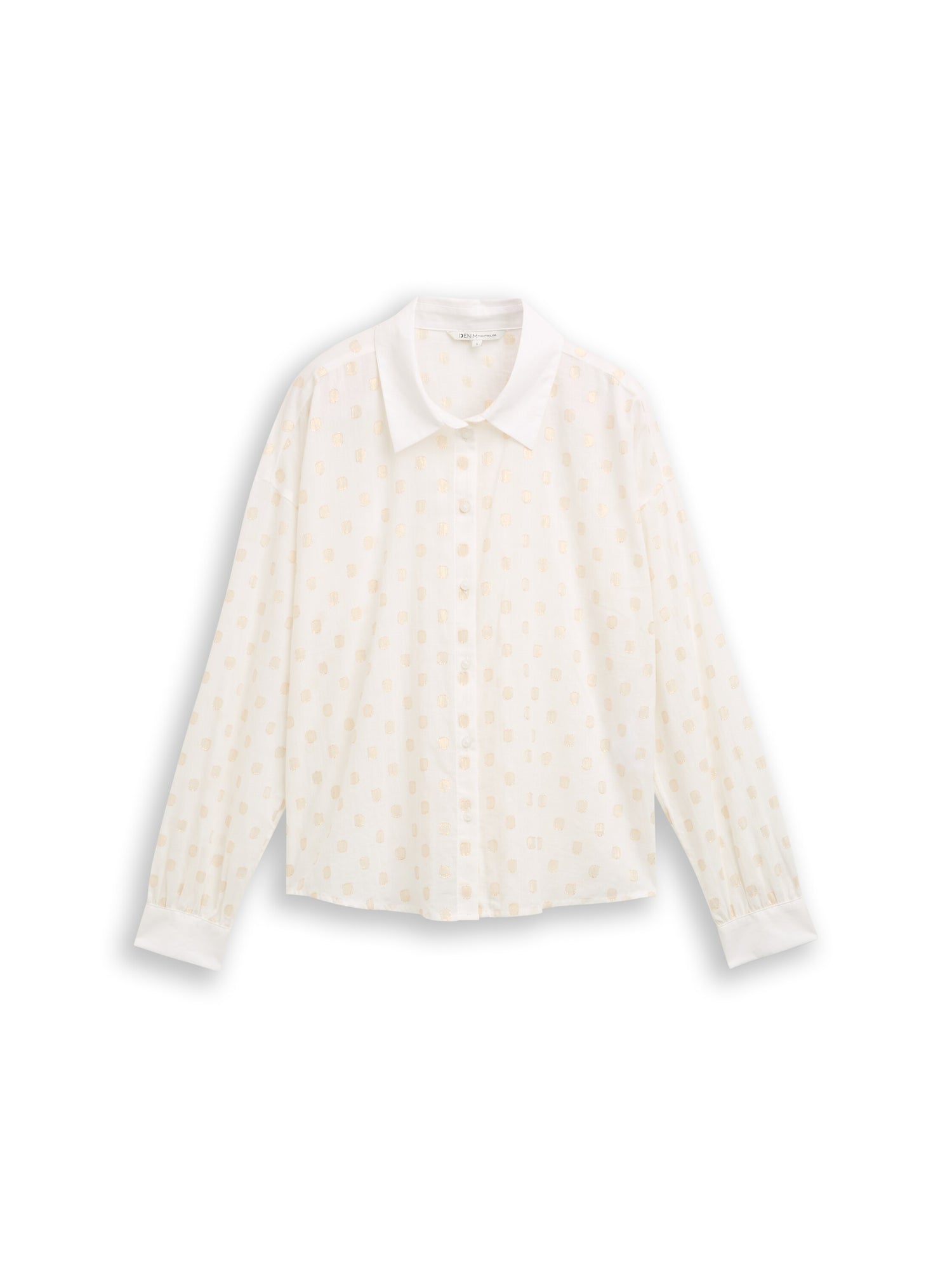 Tom Tailor Denim Female Hemdbluse gesticktes Punktemuster Glitzer Baumwolle