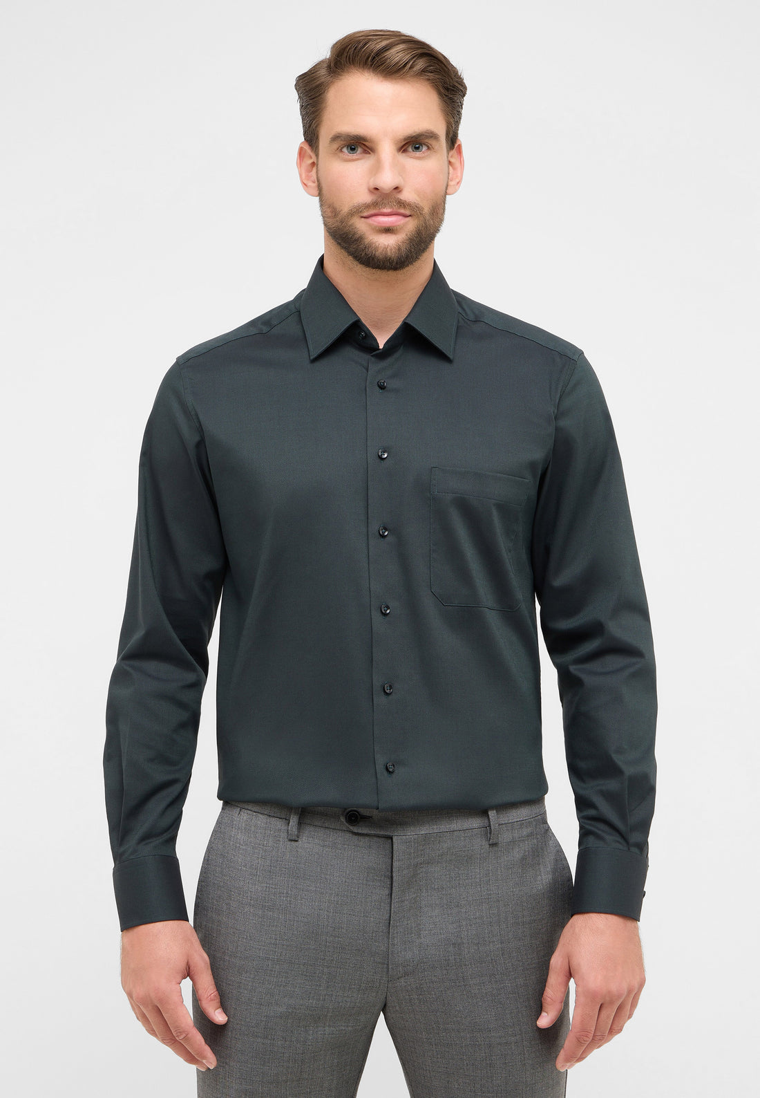 Trendiges Langarmhemd Herren Comfort Fit Bügelfrei