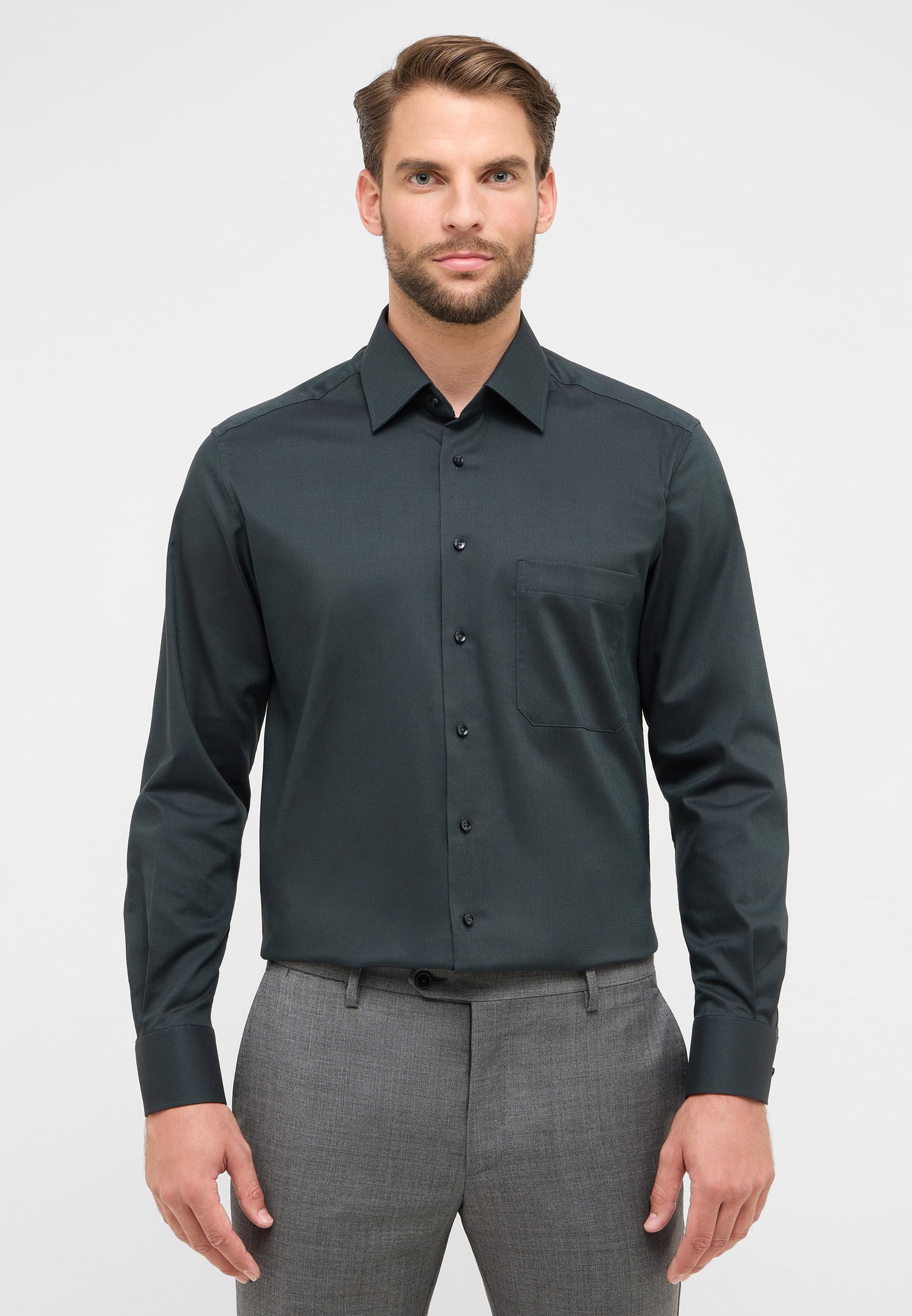 Trendiges Langarmhemd Herren Comfort Fit Bügelfrei