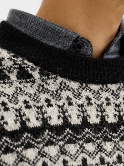 Strickpullover Herren Langarm Bestickt Locker geschnitten