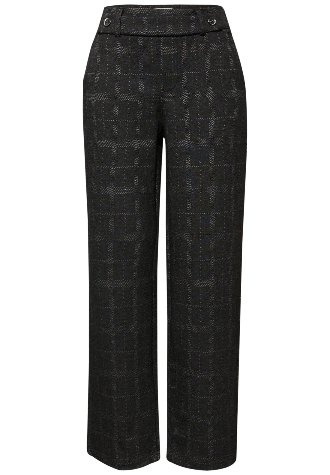 Street One Damen Hose Casual Fit High Waist Straight Legs Knopfdetail Seitliche Taschen