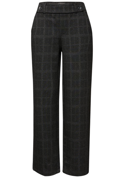 Street One Damen Hose Casual Fit High Waist Straight Legs Knopfdetail Seitliche Taschen