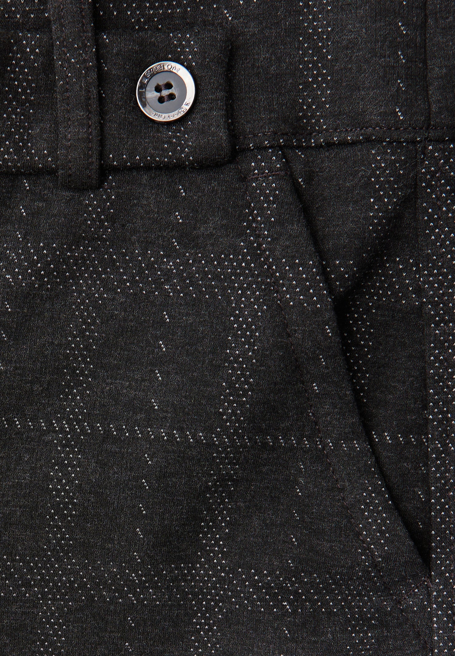 Street One Damen Hose Casual Fit High Waist Straight Legs Knopfdetail Seitliche Taschen