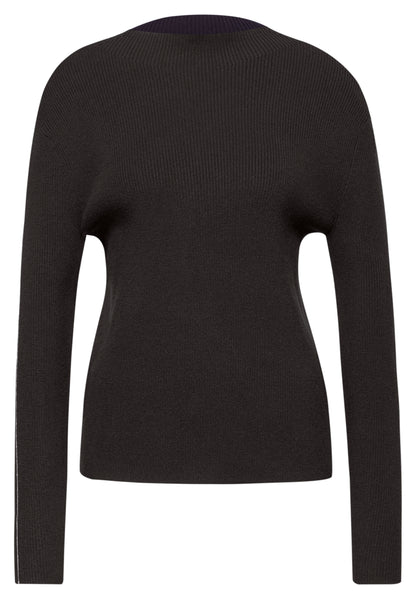 Street One Damen Strickpullover Turtleneck Langarm Tapedetails Angenehmer Tragekomfort