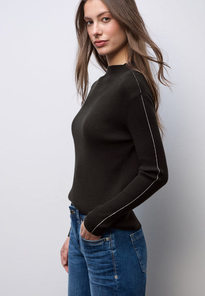 Street One Damen Strickpullover Turtleneck Langarm Tapedetails Angenehmer Tragekomfort