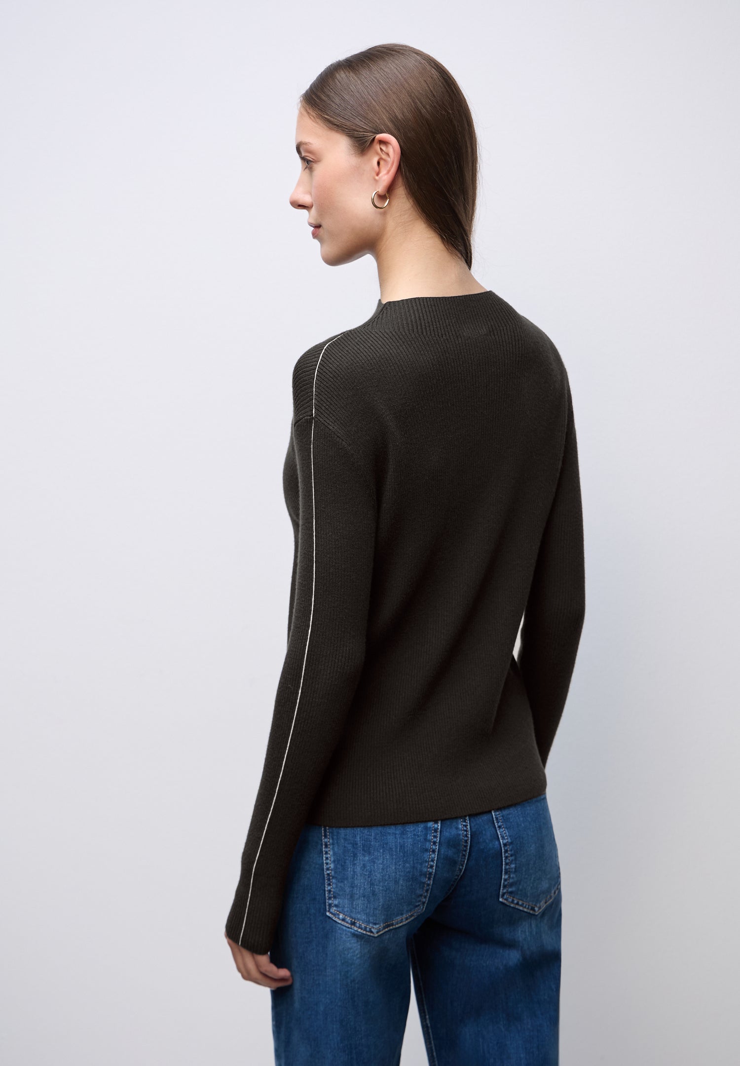 Street One Damen Strickpullover Turtleneck Langarm Tapedetails Angenehmer Tragekomfort