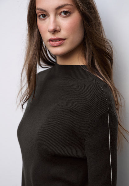 Street One Damen Strickpullover Turtleneck Langarm Tapedetails Angenehmer Tragekomfort