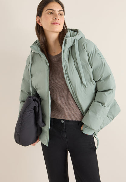 CECIL Damen Jacke Kapuze Lange Ärmel Daumenloch Zipper Taschen Nylon Polyester