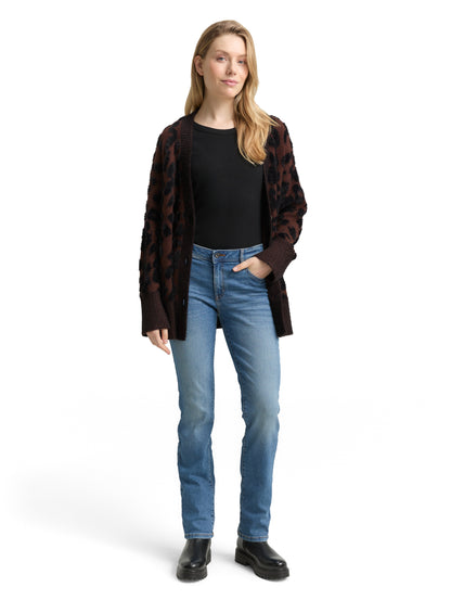 Oversize Damen Strickjacke V-Ausschnitt Federgarn