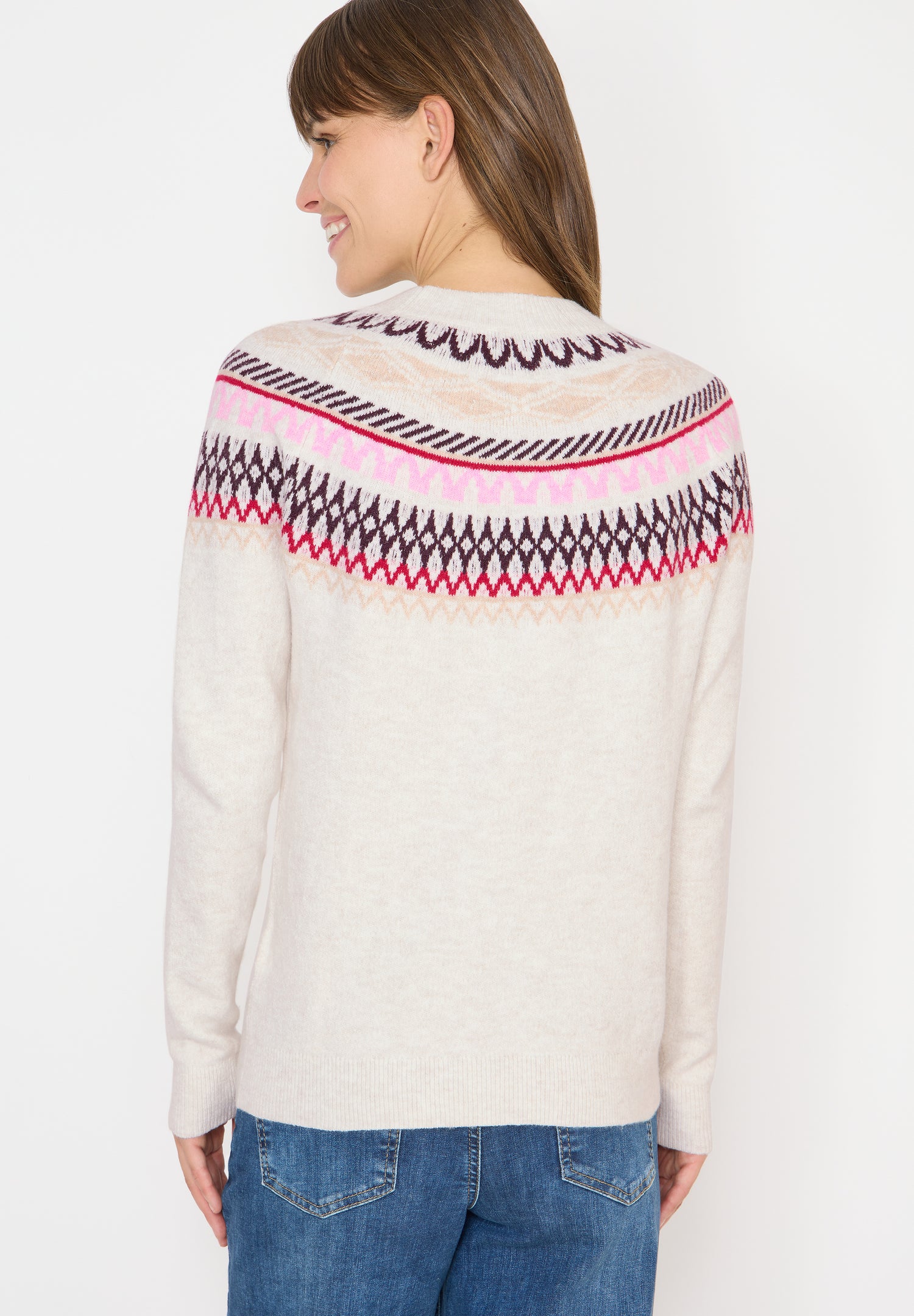 CECIL Damen Jacquard Pullover Norweger-Look Rundhalsausschnitt Langarm