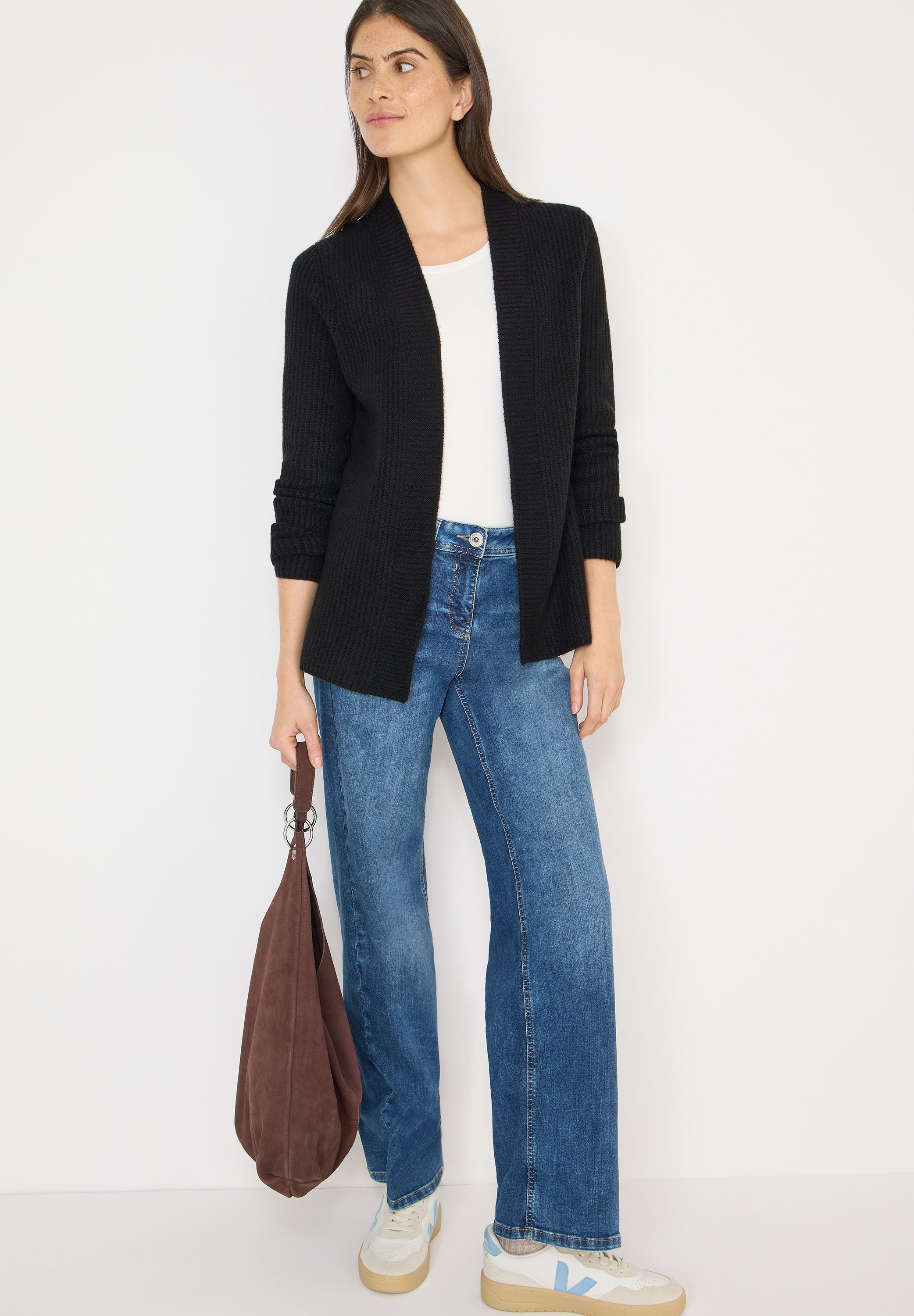 CECIL Damen Cardigan Offen Getragen Langarm Baumwollmix