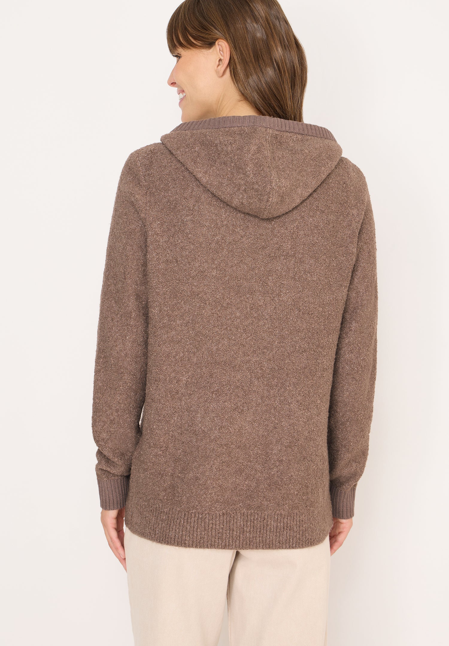 CECIL Damen Pullover Kapuze mit Tunnelzug Bouclé Strick