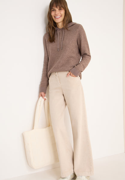 CECIL Damen Pullover Kapuze mit Tunnelzug Bouclé Strick