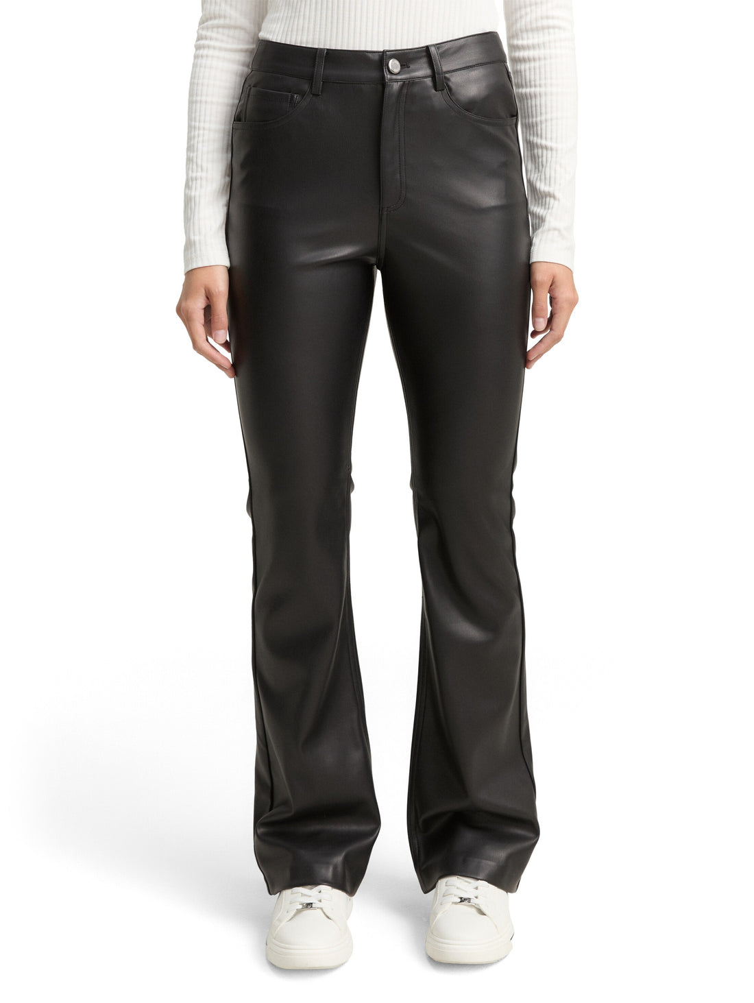 Tom Tailor Denim Schlaghose Damen Kunstleder Five-Pocket-Style