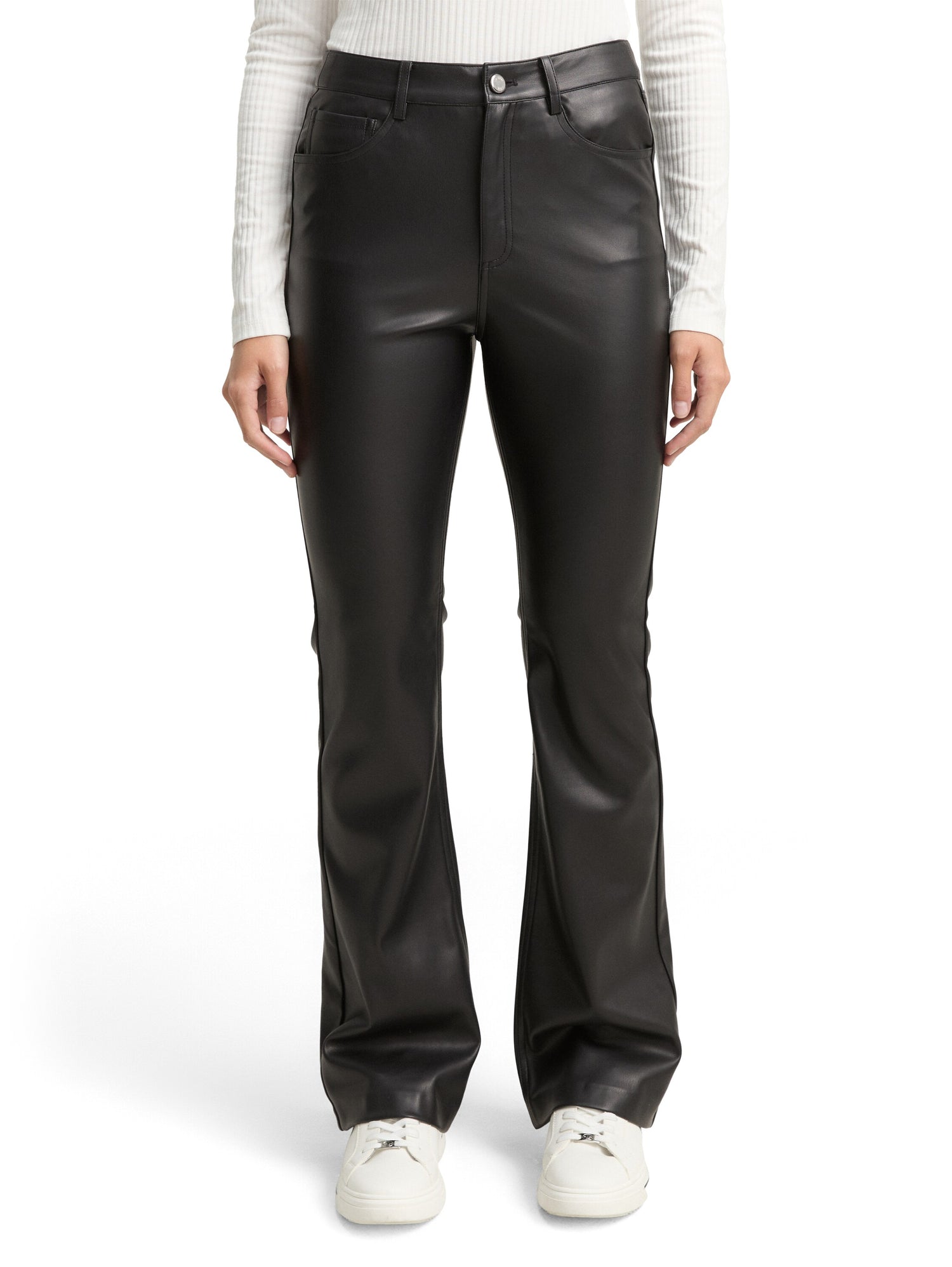 Tom Tailor Denim Schlaghose Damen Kunstleder Five-Pocket-Style