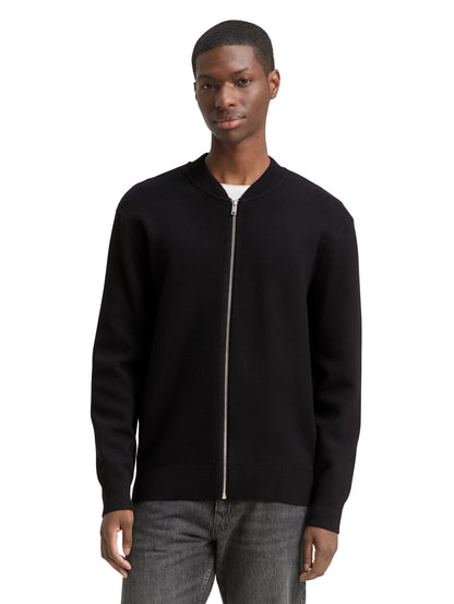 Tom Tailor Denim Male Erwachsene Strickjacke im Bomber-Style mit Rippbündchen