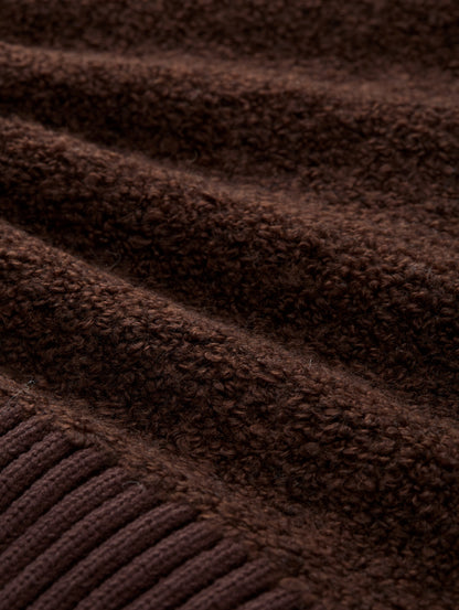 Bouclé Troyer-Pullover Damen Strick V-Ausschnitt