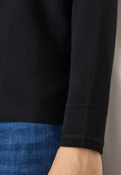 CECIL Damen Dolman Pullover Langarm V-Ausschnitt Glitzerstreifen