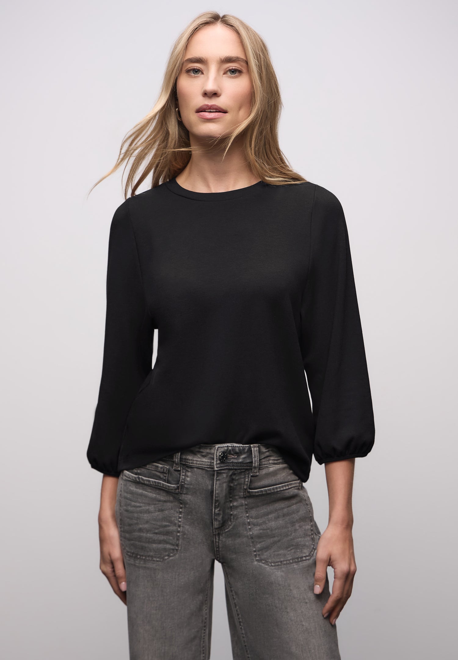 Street One Damen Jacquardshirt Langarm Rundhalsausschnitt