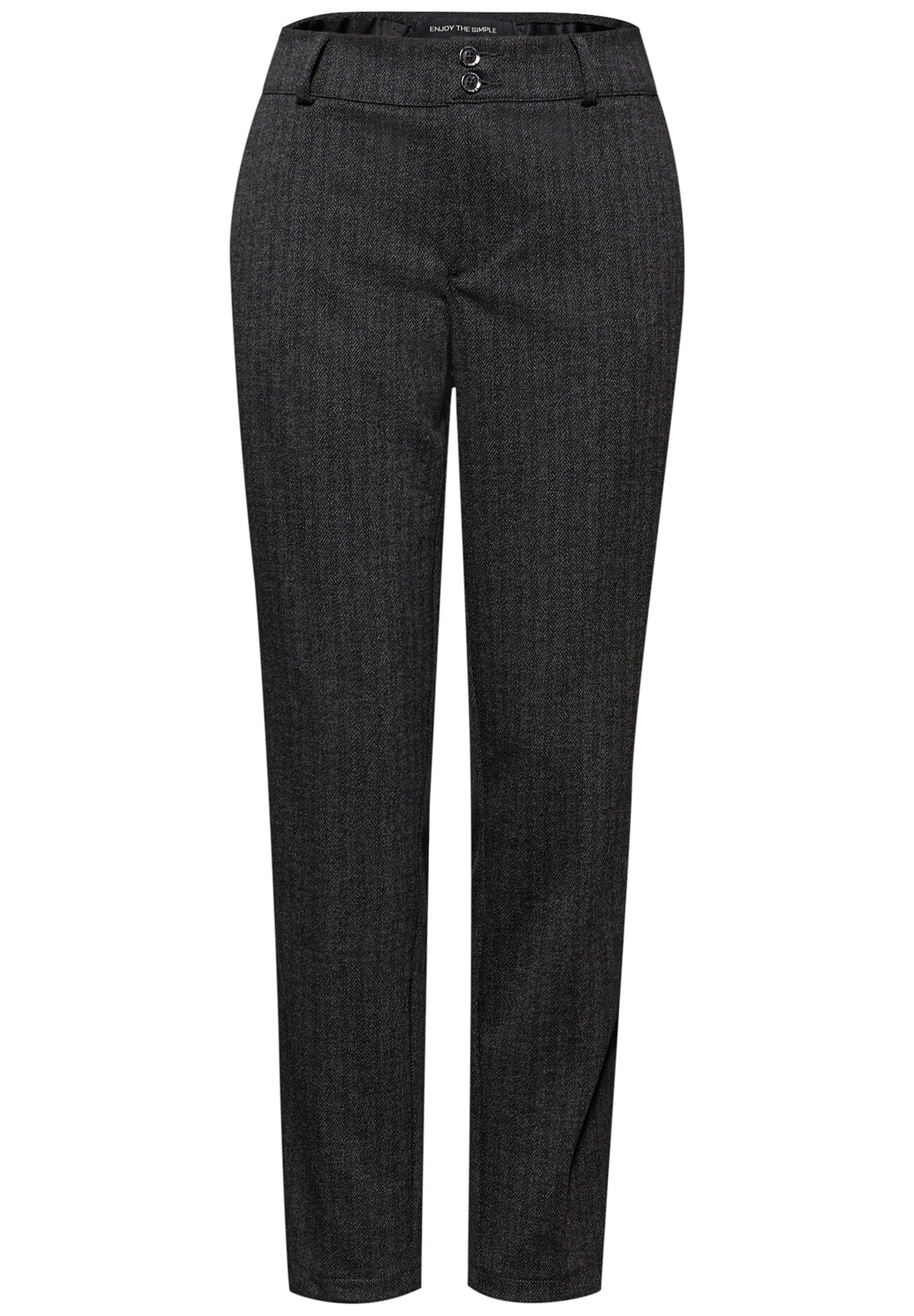 Street One Damen Chinohose Casual Fit Slim Legs Fischgrät-Muster