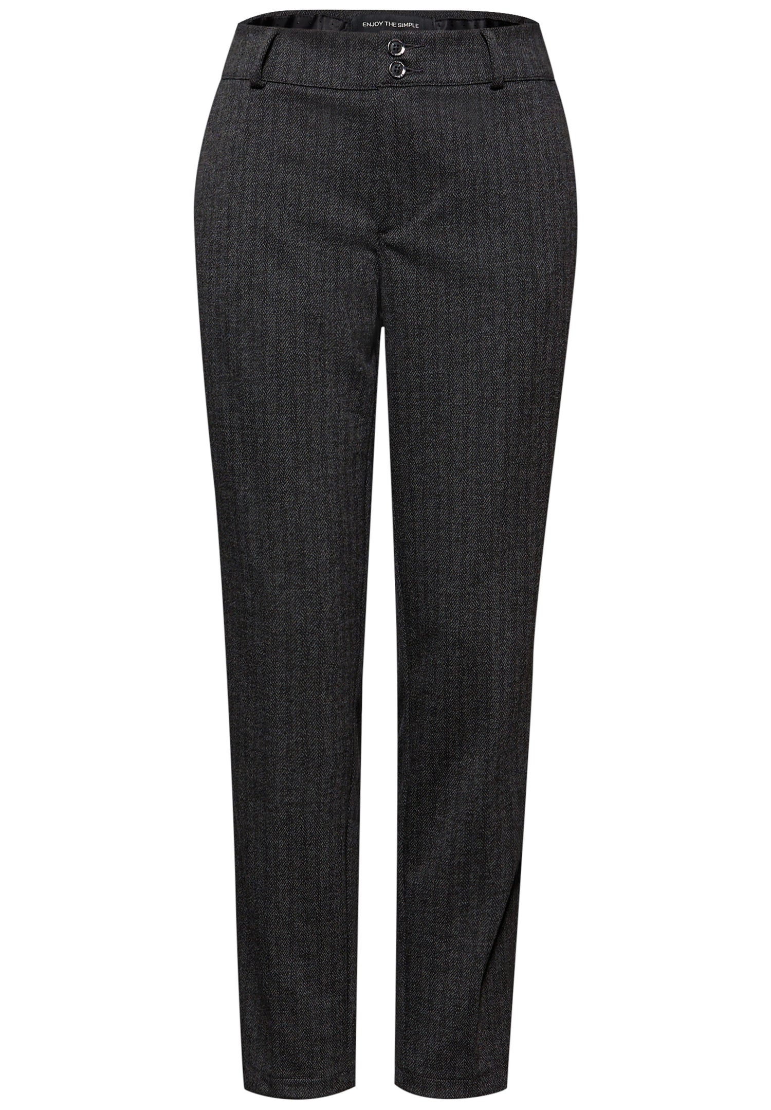 Street One Damen Chinohose Casual Fit Slim Legs Fischgrät-Muster