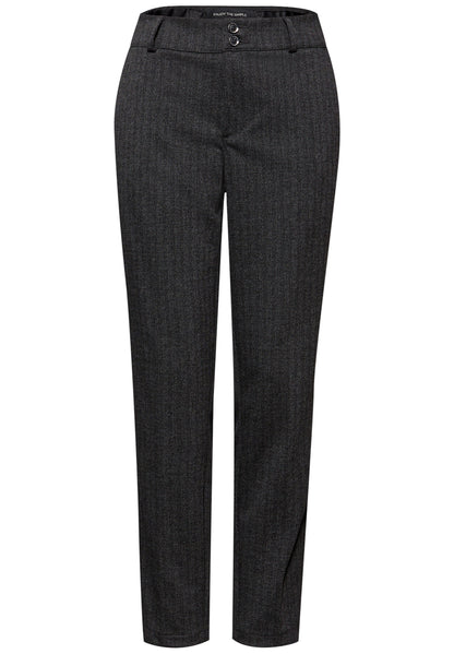 Street One Damen Chinohose Casual Fit Slim Legs Fischgrät-Muster