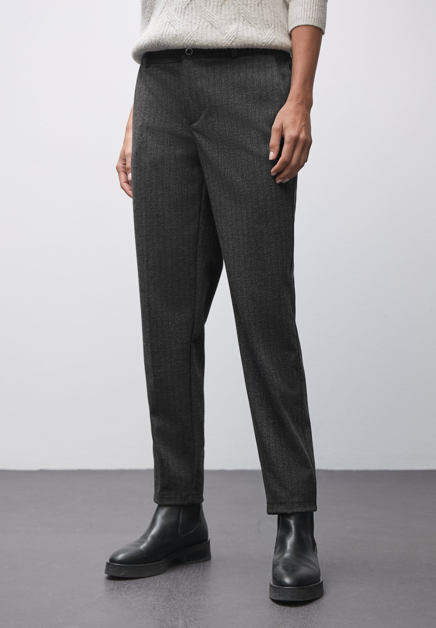 Street One Damen Chinohose Casual Fit Slim Legs Fischgrät-Muster