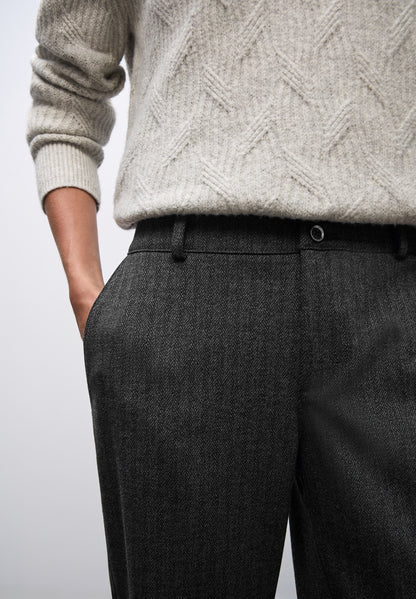 Street One Damen Chinohose Casual Fit Slim Legs Fischgrät-Muster