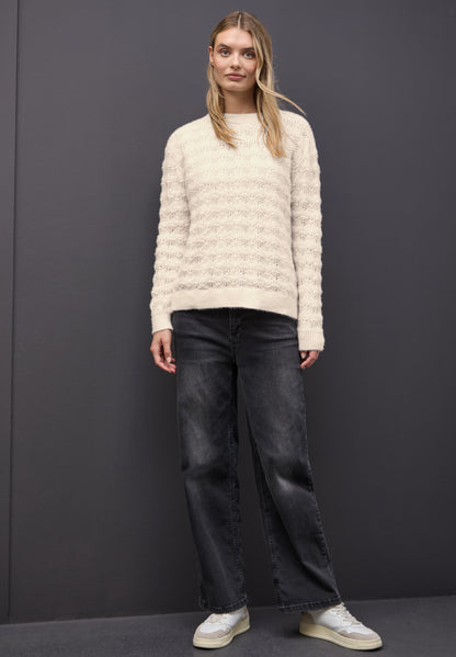 Street One Damen Strukturpullover Rundhalsausschnitt Langarm