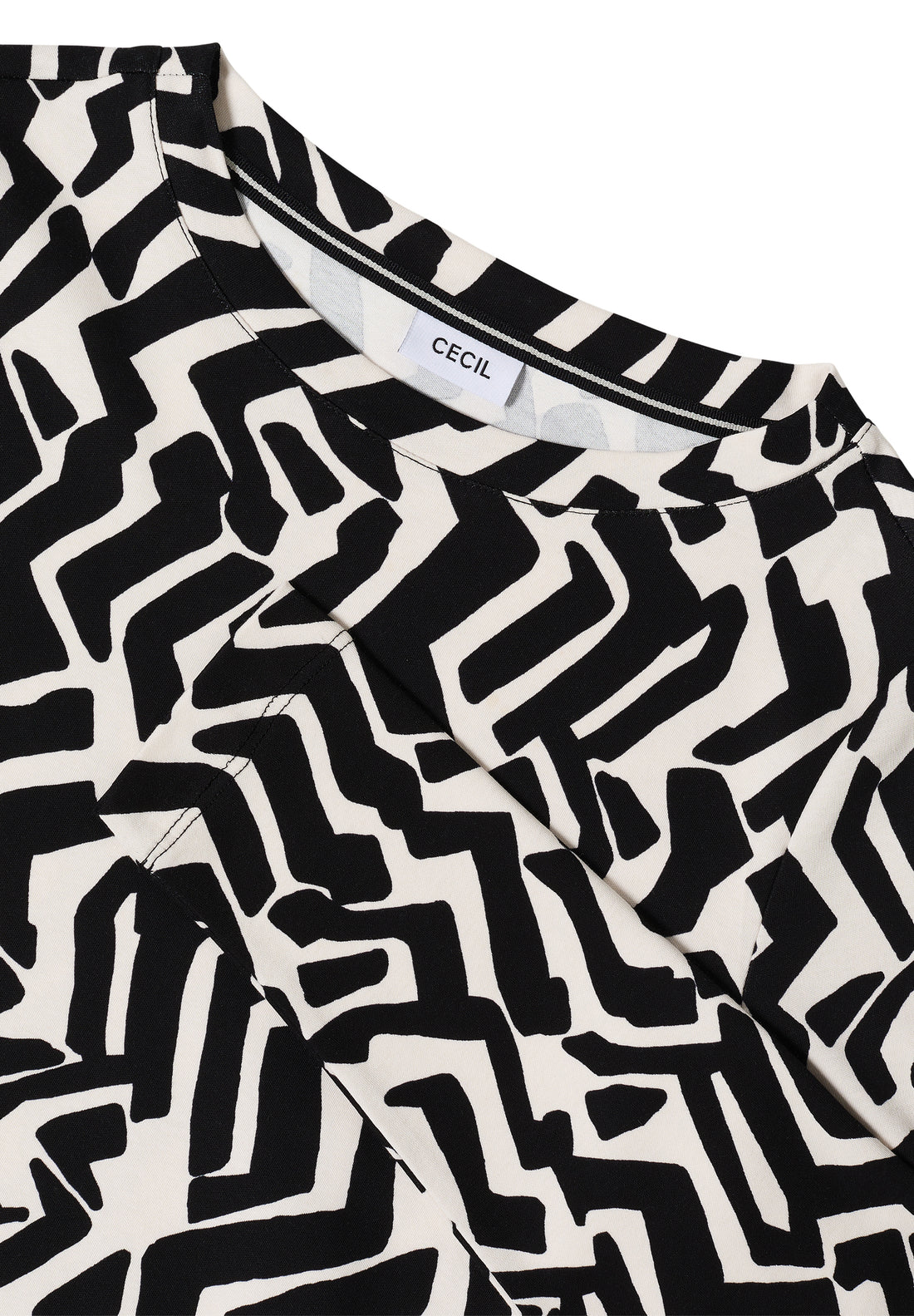 CECIL Damen Langarmshirt U-Boot-Ausschnitt Grafisches Muster Baumwolle