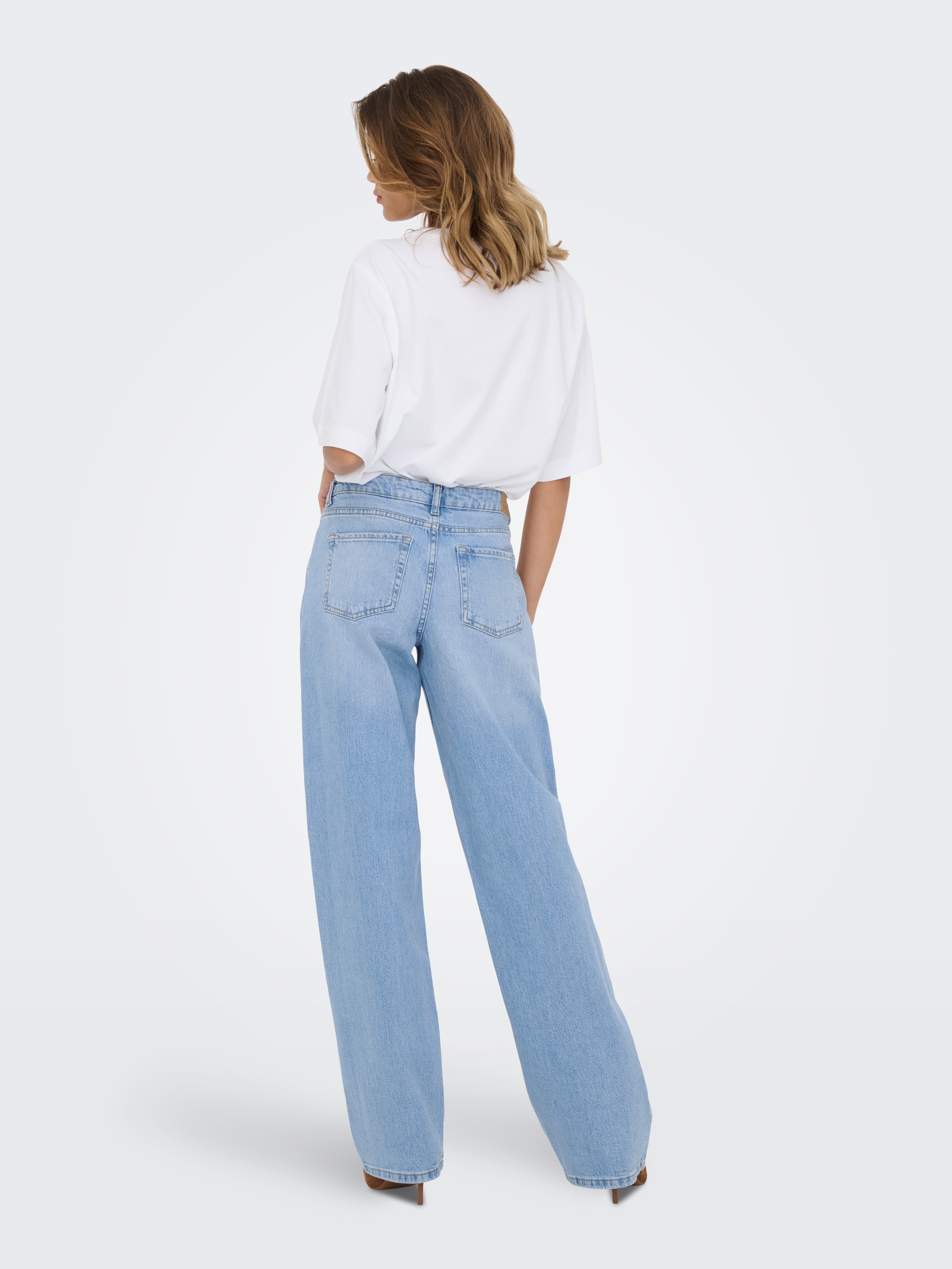 JDY Damen Straight Fit Jeans Niedrige Taille Stretch-Denim